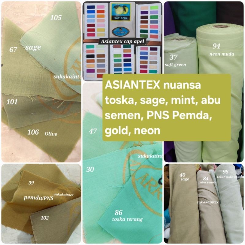 ASIANTEX (nuansa toska, sage, mint, abu semen, PNS Pemda, gold, neon) Kain Lapis Furing Rubiah Asian