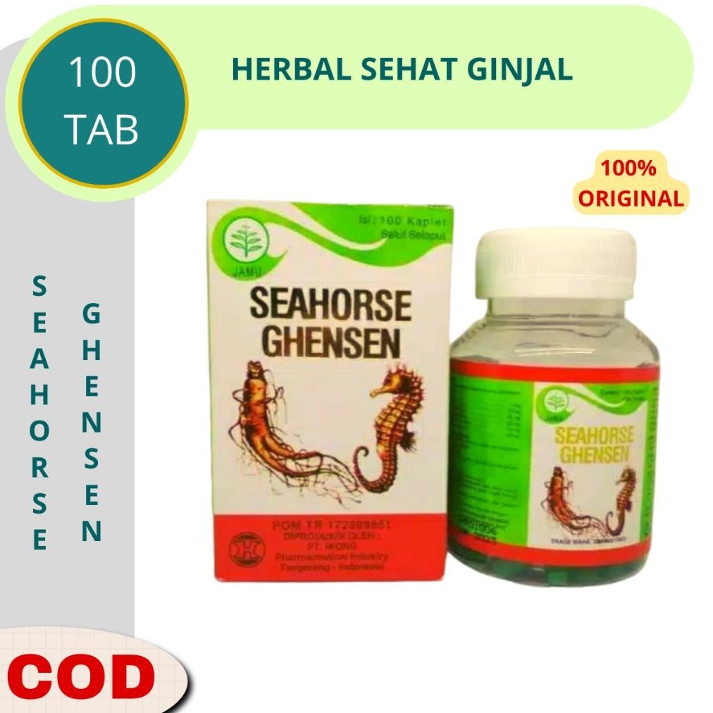 Obat Ginjal Herbal Cina Seahorse Ghensen 100 Tablet