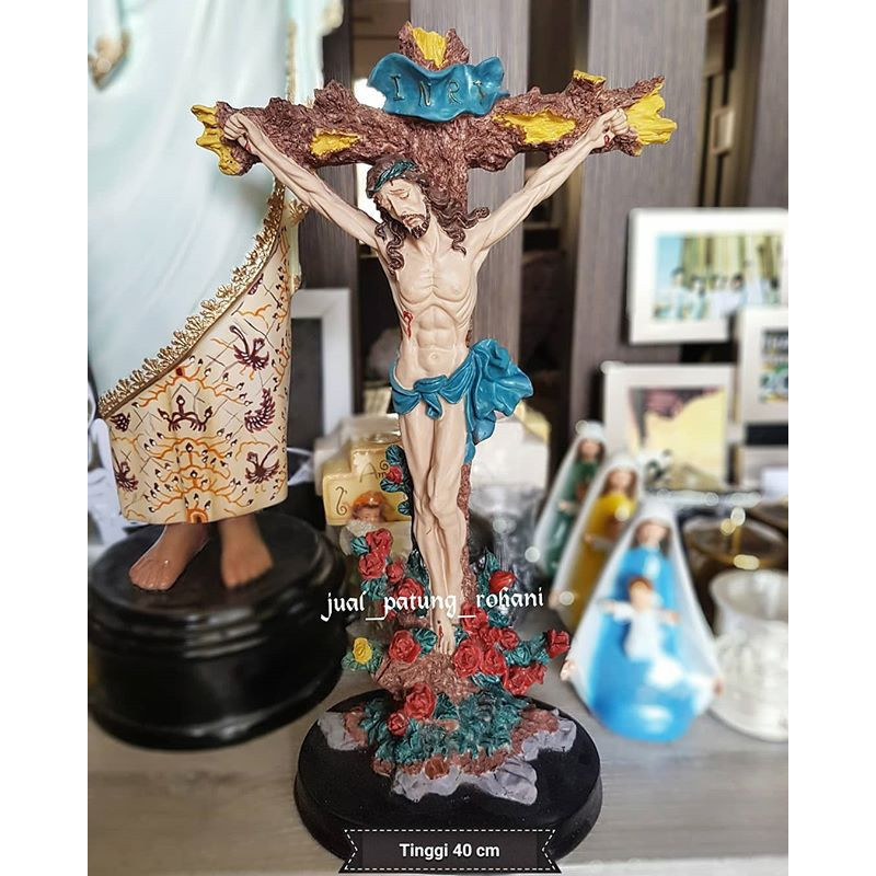 Aba Salib Duduk Yesus Bunga