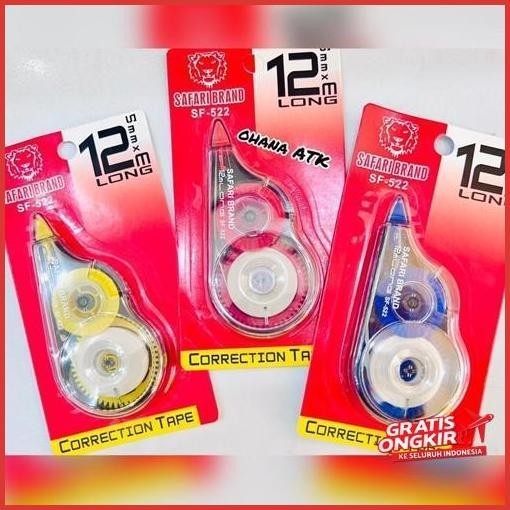 

Hot Sale Safari Correction Tape Sf-522 / Pita Koreksi Safari Brand 12 M Cuci Gudang