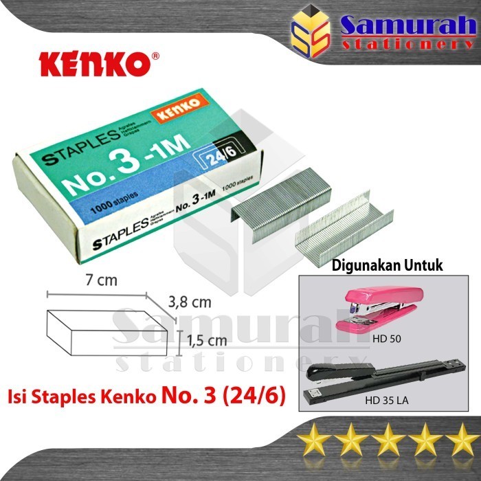 

Ready Isi Staples Kenko No. 3 (24/6) Refill Stapler No 3 Isi Stepler Hekter Terbaik