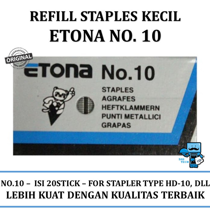 

Asli Refill Staples Etona No 10 Kecil (1Box/Pak) Harga Spesial