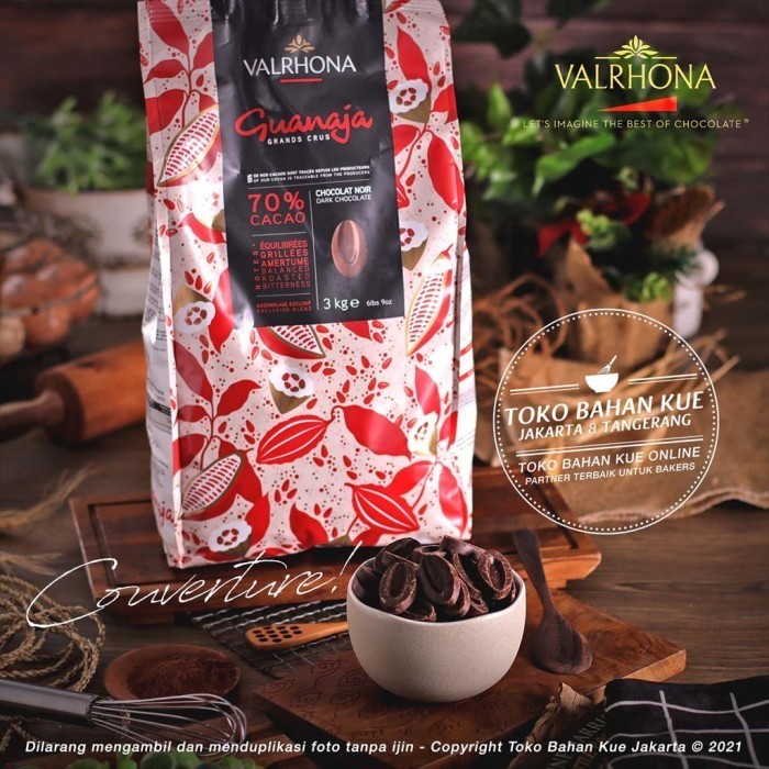 

Ready Valrhona Guanaja 70% Dark Chocolate 100gr Couverture Coklat Coin Pahit