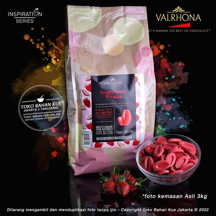 

Ready Valrhona Couverture Chocolate Inspiration STRAWBERRY 100gr FRAISE Feve