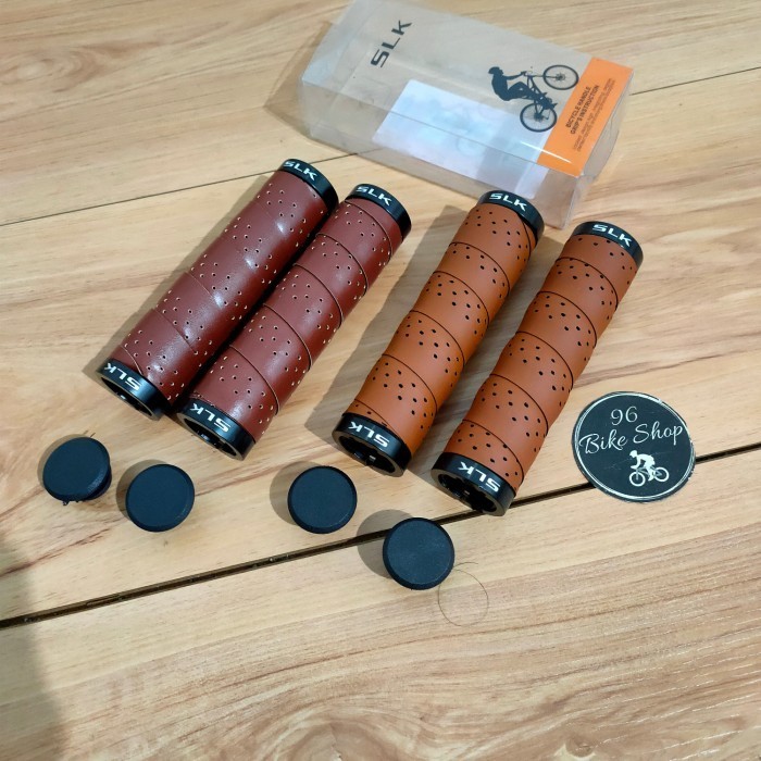 Handle Grip Slk Kulit Lock Handgrip Sepeda - Coklat