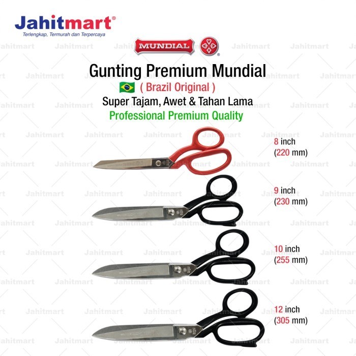 

Gunting Brazil Mundial Red And Black Handle 8, 9, 10, 12 Inch