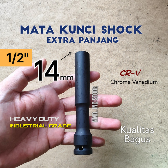 DISKON Mata Kunci Shock 14 14mm Extra Panjang, Sok Impact 1/2" Pas Socket.
