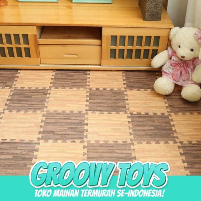 Matras Puzzle Anak Motif Kayu Wooden Puzzle Eva Mat