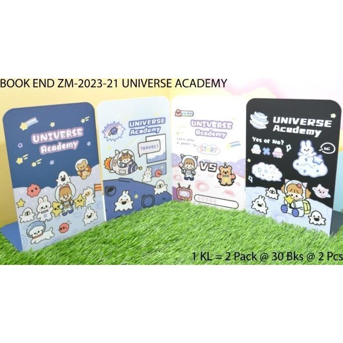 

penahan buku atau stand book motif universe academy isi 2 pc
