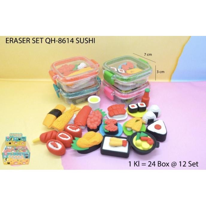 

penghapus bentuk sushi set box tutup transparan