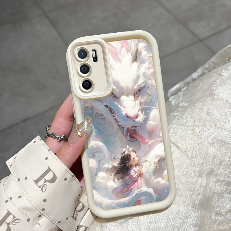 Casing Hp OPPO A16 OPPO A16s OPPO A54s Case Casing lembut Kesing sarung HP pola naga putih casing po