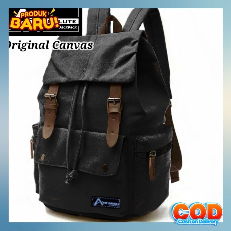 Tas Ransel Cowok Dewasa Kanvas Pria Wanita (Hitam) Tas Ransel Kanvas Pria Wanita (Army) Tas Pria Wan