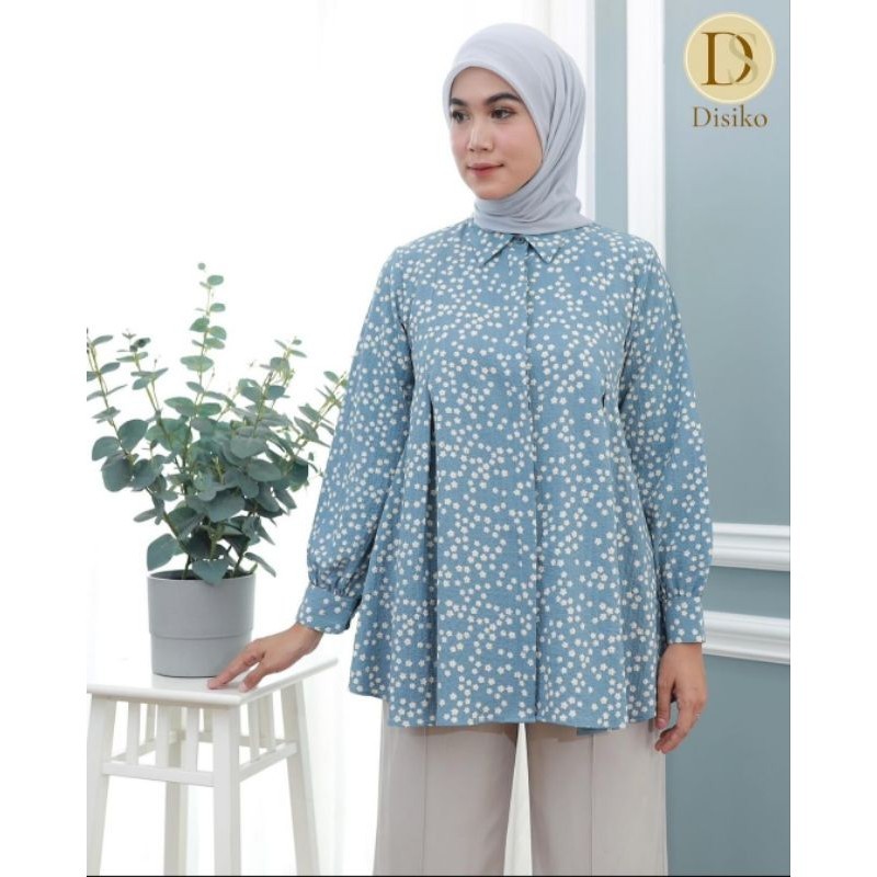 MAROCO BLOUS ORI By DISIKO tunik cewek bahan premium Linen Crinkle kringkel Size M L XL new motif ba