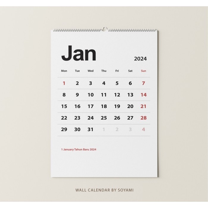 

Fauma Kalender Dinding A3 Simple White Aesthetic Premium Quality Spiral
