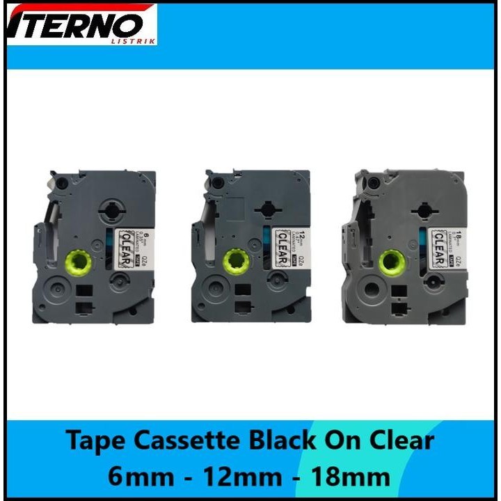 

GRATIS ONGKIR LABEL TAPE CASSETTE COMPATIBLE TZE-111 BROTHER 6MM BLACK ON CLEAR