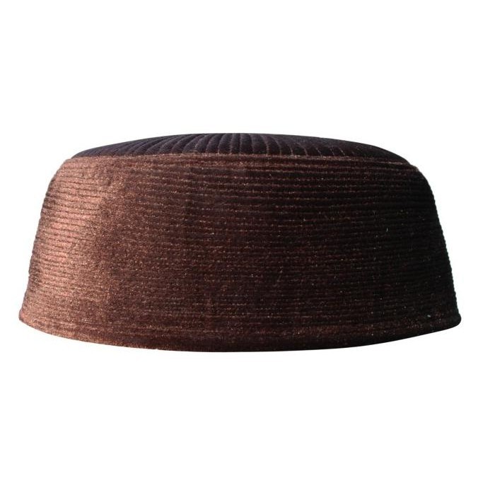 Peci Chechen Velveteen Bahan Beludru Kaku Berkualitas Warna Coklat Tua