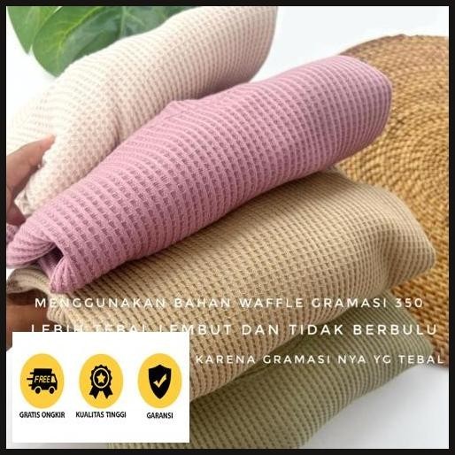 Promo Hemat Kaos Waffle Wafer Lengan Panjang Wanita / Basic Crewneck Polos Sweatshirt Waffel Uniqlo 