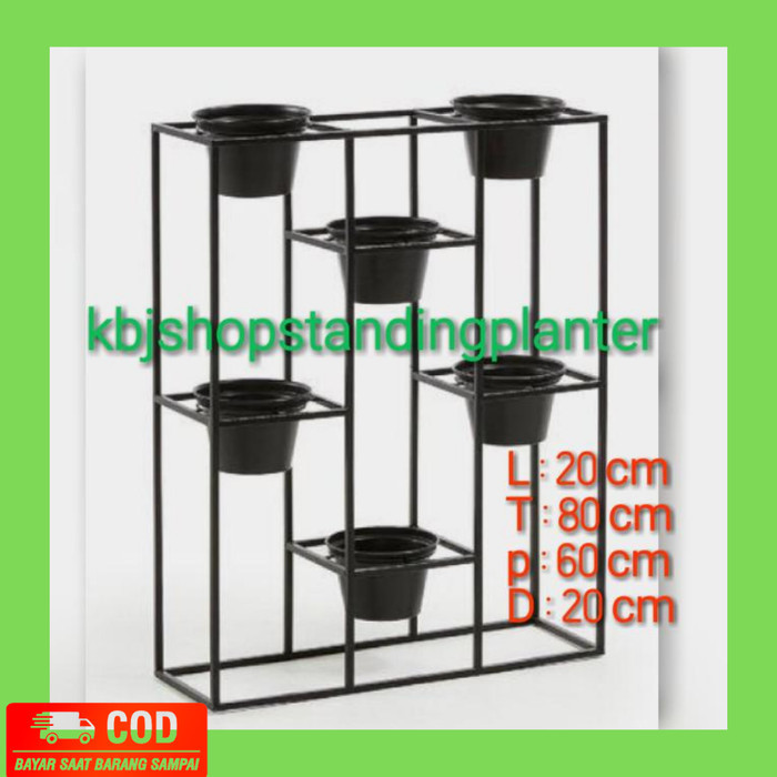 Penyangga Pot Tanaman Bunga 6 Lubang Rak Pot Tanaman Bunga Bahan Besi