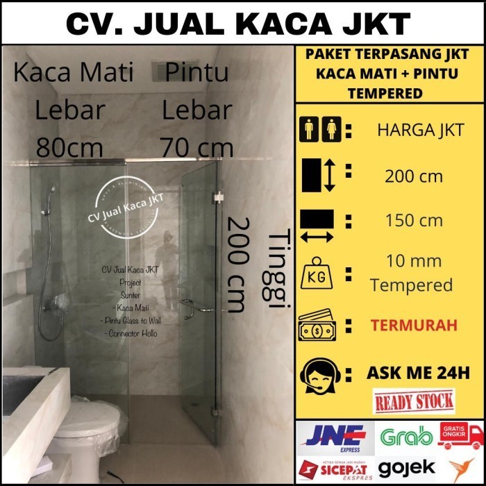 PINTU KACA SHOWER KAMAR MANDI (INCLUDED ASESORIS + PASANG) - INC. ASSE