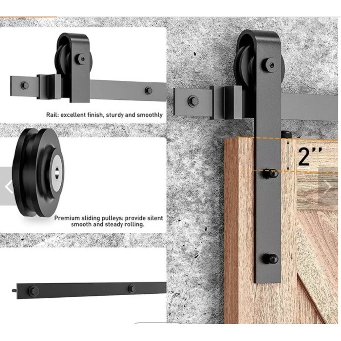 PINTU GESER BARN DOOR SLIDING BESI REL PINTU GESER DOOR TRACK 2 METER