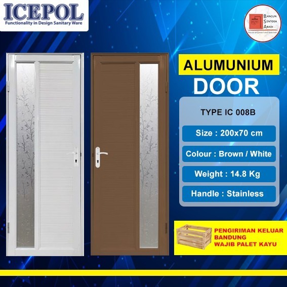 PINTU KAMAR MANDI MINIMALIS ALUMUNIUM + HANDLE PINTU LENGKAP PASANG