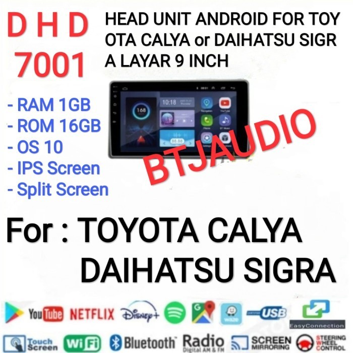 HEAD UNIT TAPE TV MOBIL ANDROID TOYOTA CALYA DAIHATSU SIGRA LAYAR 9"