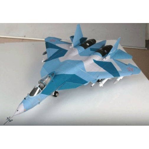 diy papercraft lembar kertas pola pesawat tempur sukhoi pak fa t-50 f zenyang22