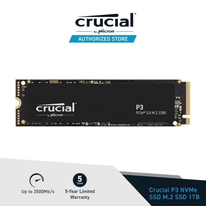 SSD CRUCIAL P3 500GB 1TB 2TB 4TB - SSD M.2 PCIE NVME GEN 3 ORIGINAL BEST QUALITY