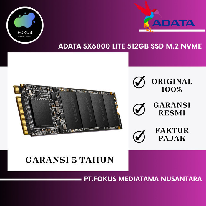 ADATA SX6000 LITE 512GB PCIE GEN3X4 M.2 2280 SOLID STATE DRIVE XPG ORIGINAL BEST QUALITY