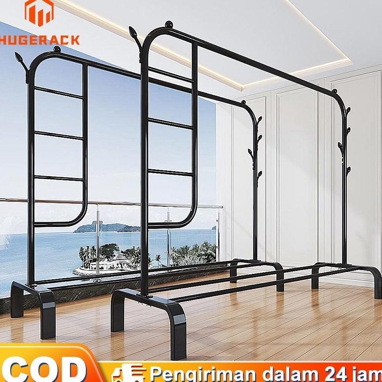 Rak Gantungan Baju Besi Stand hanger Rak Pengering Celana Rak Baju Rak jemuran Portable Rak Besi Tem