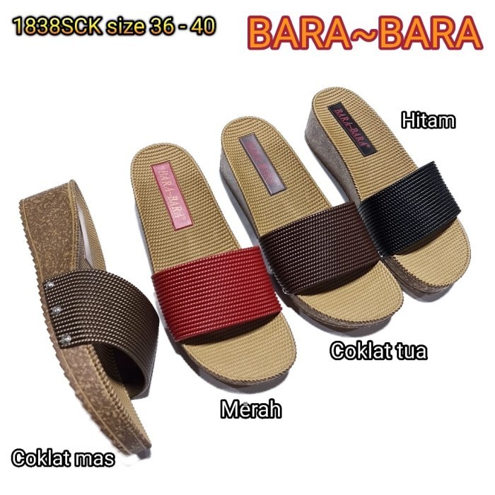 1838S Bara Bara Sandal Selop Wedges Karet Sendal