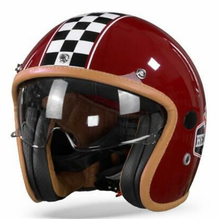 HELTONS FLAG CARBON BURGUNDY HELM RETRO VINTAGE HELM VESPA RETRO