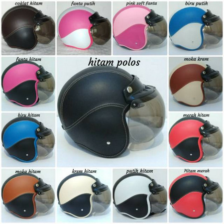 HELM ANAK POLOS HELM BOGO RETRO KULIT KLASIK SNI POLOS ANAK KECIL