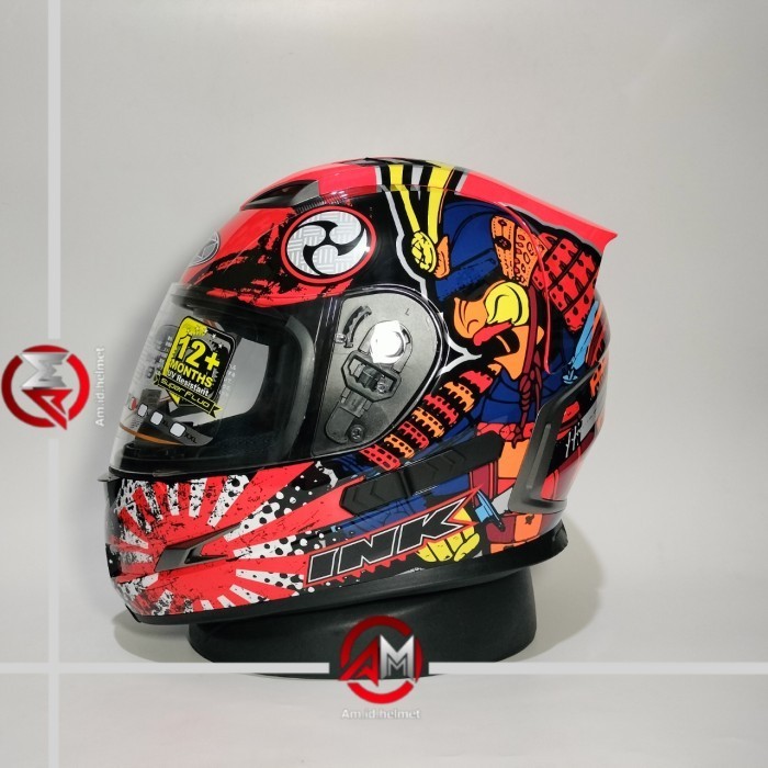HELM INK STEALTH SAMURAI RED FLUO DOUBLE VISOR INK FULL FACE