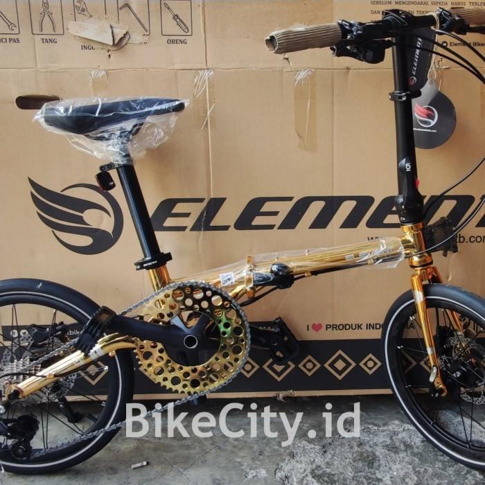 Sepeda Lipat ELEMENT TROY X 10 Speed 16 Inch GOLD EDITION