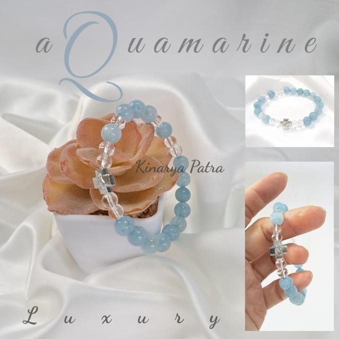 GELANG ROSARIO CRYSTAL AQUAMARINE
