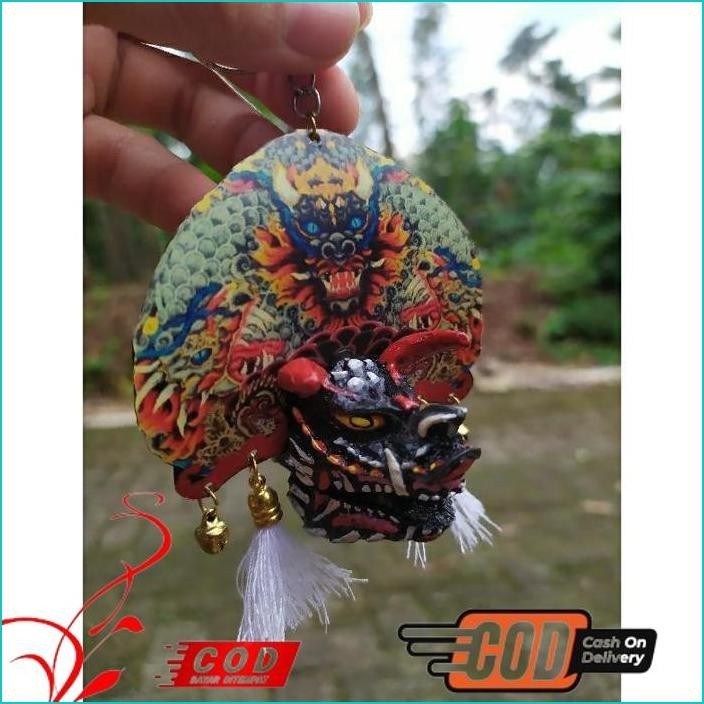 BARONGAN DEVIL PUTIH GANTUNGAN KUNCI REOG BARONG JARANAN JAWA TIMUR SOUVENIR MINIATUR