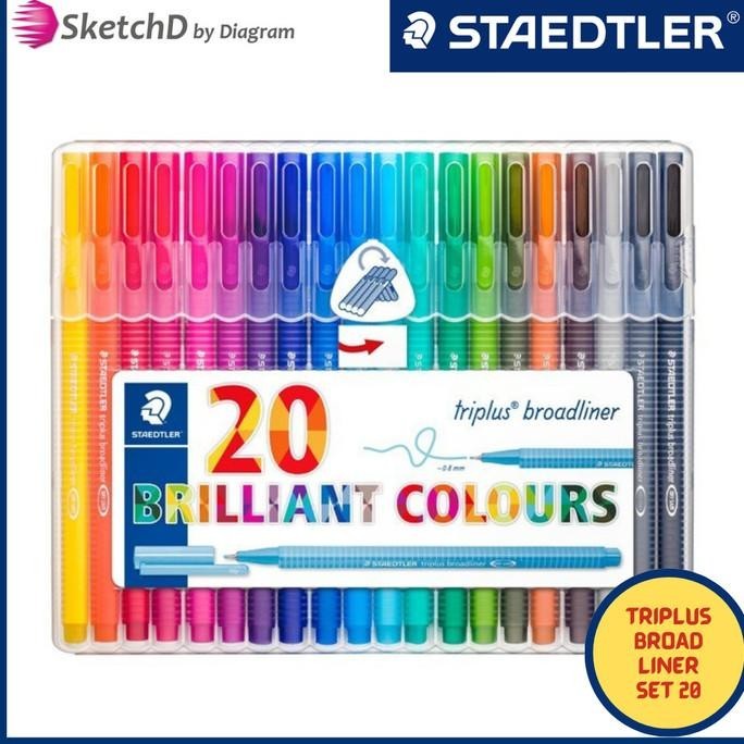 

Pena Triplus Color Broadliner Staedtler Spidol Marker 0.8 Mm Set 20