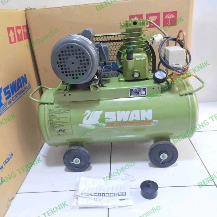Mesin Kompresor Angin Listrik SWAN 1/4 HP Komplit Dinamo 1/4 HP JIAYOU