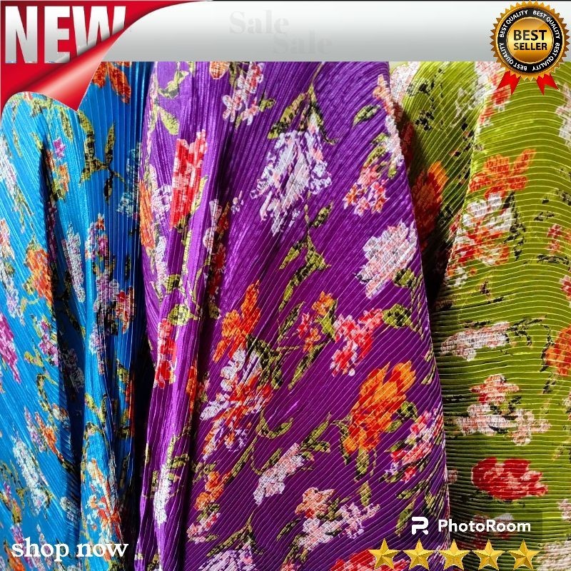 Kain Plisket Motif Premium / Bahan Kain Kerudung,Gamis,Dress