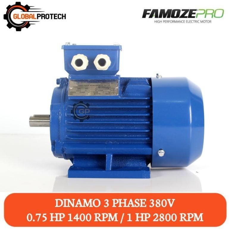 CDF Dinamo Listrik 0,75 HP 1400 RPM / 1 HP 2800 RPM Famoze Pro 3 Phase 380V Tipe Y3 Body Besi Cor El