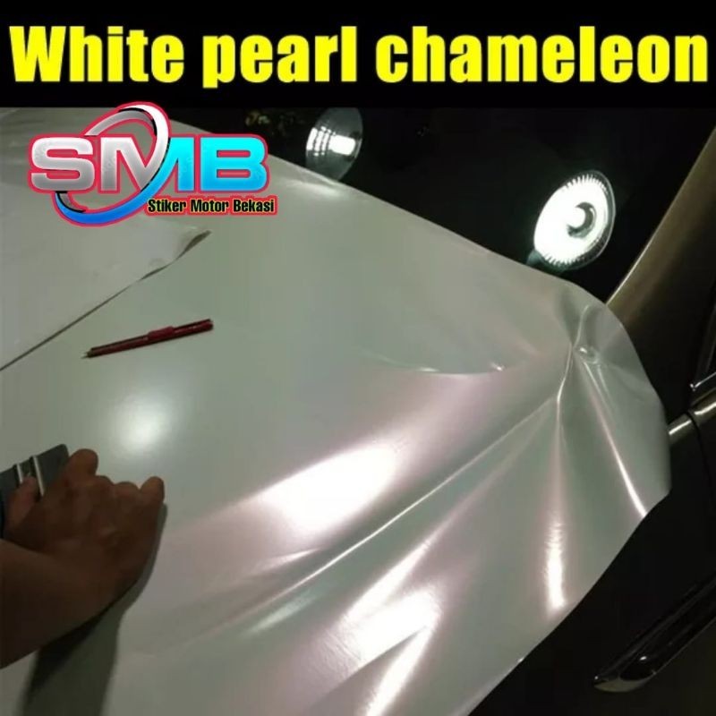 STICKER SKOTLET MOTOR WARNA PUTIH MUTIARA STIKER LEMBAYUNG UNGU