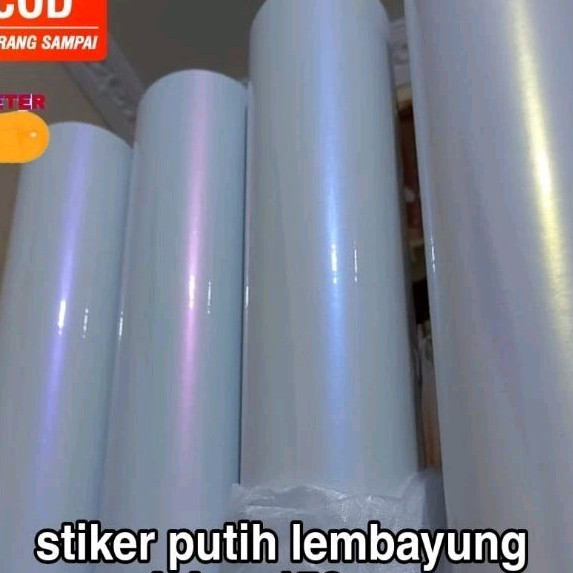 stiker sticker skotlet putih lembayung mutiara glossy gloss