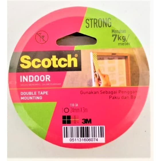 

Mounting Tape 3M Scotch 24Mm X 3 Meter Double Tape Foam Busa 110-3A