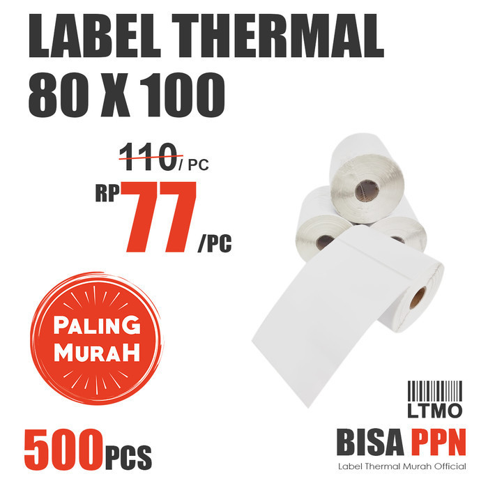 

Label Barcode MURAH 78 x 100 kertas stiker thermal 500 pcs