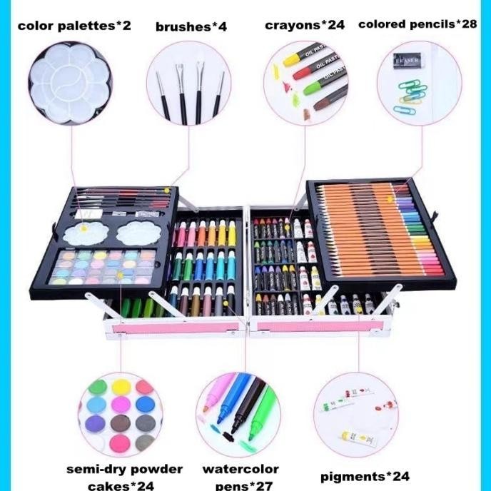 

Crayon Art Set Koper Crayon Mewarnai Anak Alat Lukis Sekolah 145 Pcs