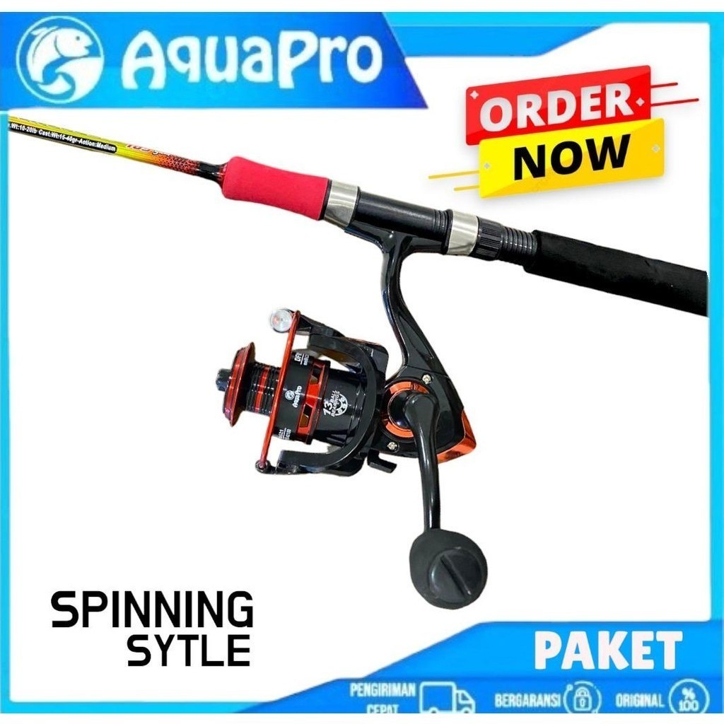 [BEST DEAL] AQUAPRO - 1 Set Alat Joran Pancing Spinning Grouper Aciton Medium Strong Solid Fiber