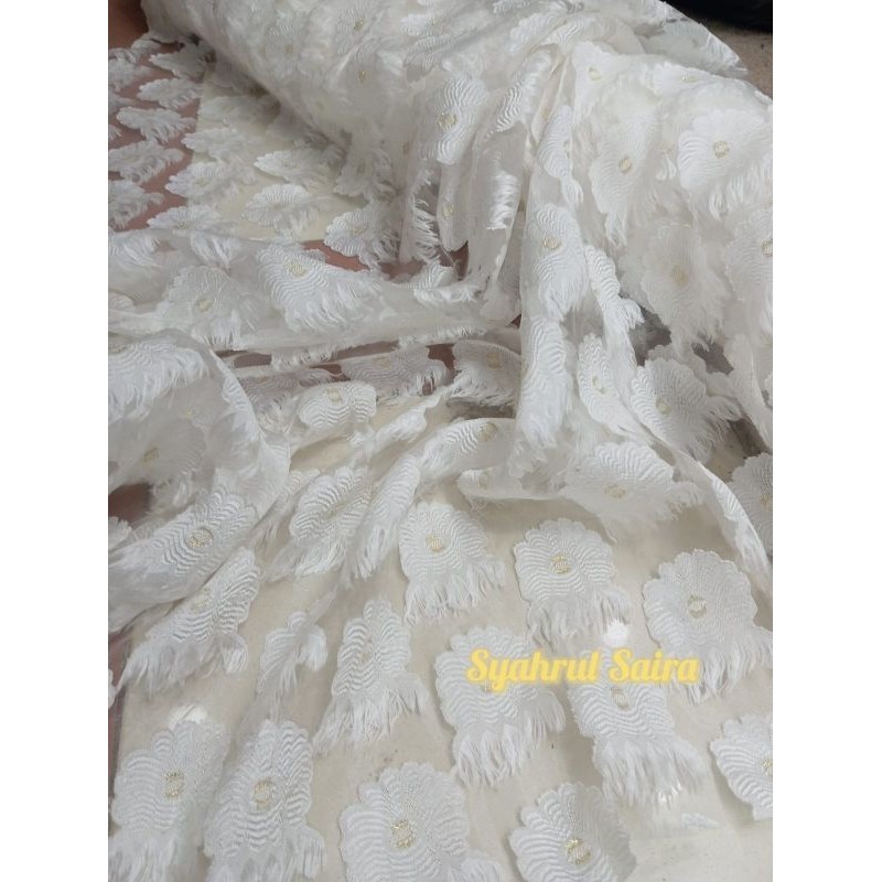 Kain Organza 3D . Kain Organdy Premium Motif Grade A ( Per 1/2 Meter)