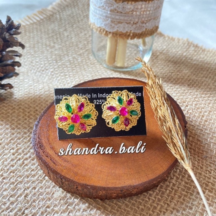 ] Anting Sumpel Bulan Padi Alpaka Gold Kebaya Bali