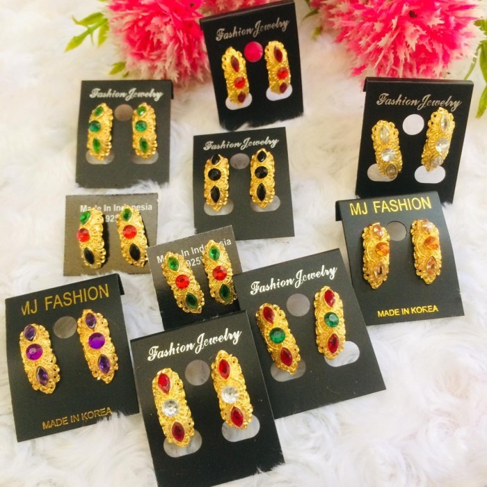 *#*#*#] Anting Listring Zircon Alpaka Gold Emas Kebaya Bali